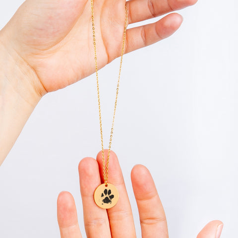 Buy Custom Engraved Paw Print Necklace Pawprint Gift Personalized Customized  Memorial Actual Real Dog Cat Round Pet Loss Gold Silver Rose Ink Online in  India - Etsy