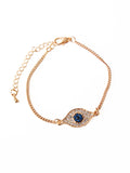 Gold Evil Eye Crystal Chain Bracelet