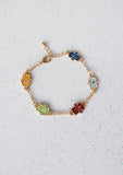 Gold Hamsa Evil Eye Multicoloured Link Charm Bracelet
