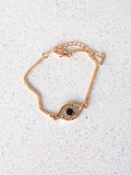 Gold Evil Eye Crystal Chain Bracelet