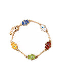 Gold Hamsa Evil Eye Multicoloured Link Charm Bracelet