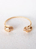 Gold Double Skull Cuff Bracelet