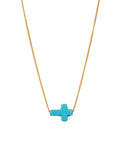 Turquoise Sideways Cross Necklace (Gold/Silver Chain)