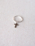 Silver Midi / Above Knuckle Ring with Cross Charm
