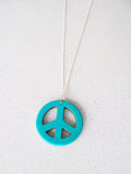 Turquoise Gemstone Peace Sign Necklace (Gold / Silver Chain)