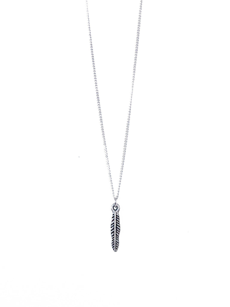 Silver Feather on Silver Chain Necklace