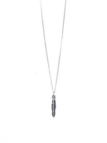 Silver Feather on Silver Chain Necklace