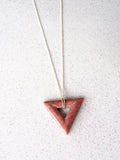 Pink Rhodonite Gemstone Triangle Necklace (Silver / Gold Chain)