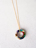 Crystal Circle Donut Necklace (Gold / Silver Chain)