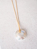 Light Crystal Circle Donut Necklace (Gold / Silver Chain)