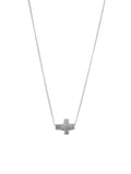 Silver Sideways Cross Bead Necklace