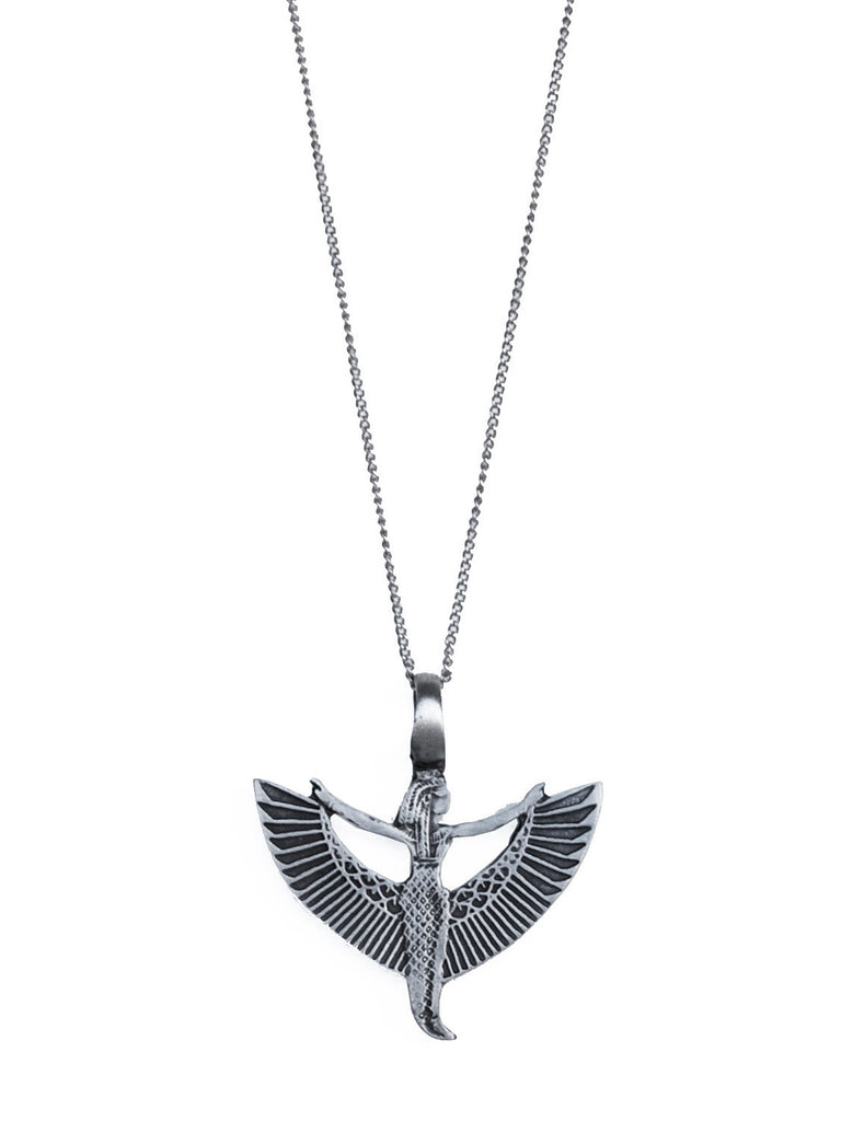 Silver Winged Ma'at Pendant Necklace