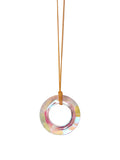 Light Crystal Circle Donut Necklace (Gold / Silver Chain)