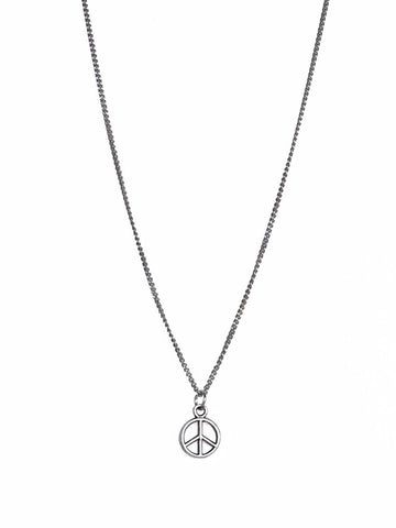 Silver Peace Sign Pendant on Silver Chain Necklace