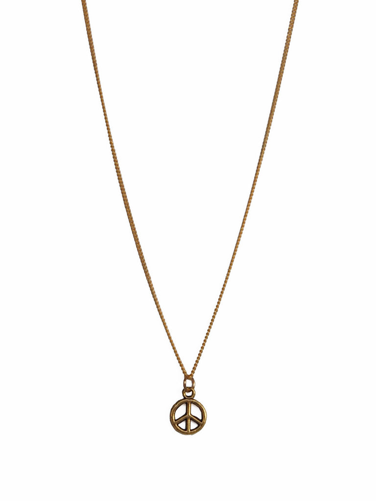 Gold Peace Sign Pendant on Gold Chain Necklace