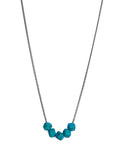 Turquoise Square Beads on Silver Chain Necklace