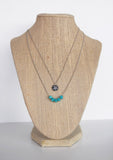 Turquoise Square Beads on Gold Chain Necklace