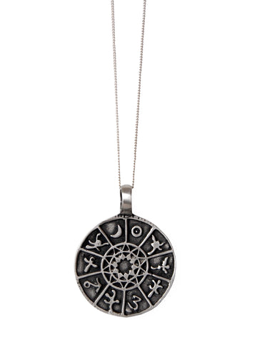 Silver Symbol Disc Pendant Necklace