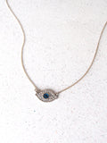 Silver Evil Eye Crystal on Silver Chain Necklace