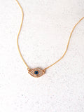 Gold Evil Eye Crystal on Gold Chain Necklace