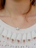 Silver Sideways Cross Bead Necklace