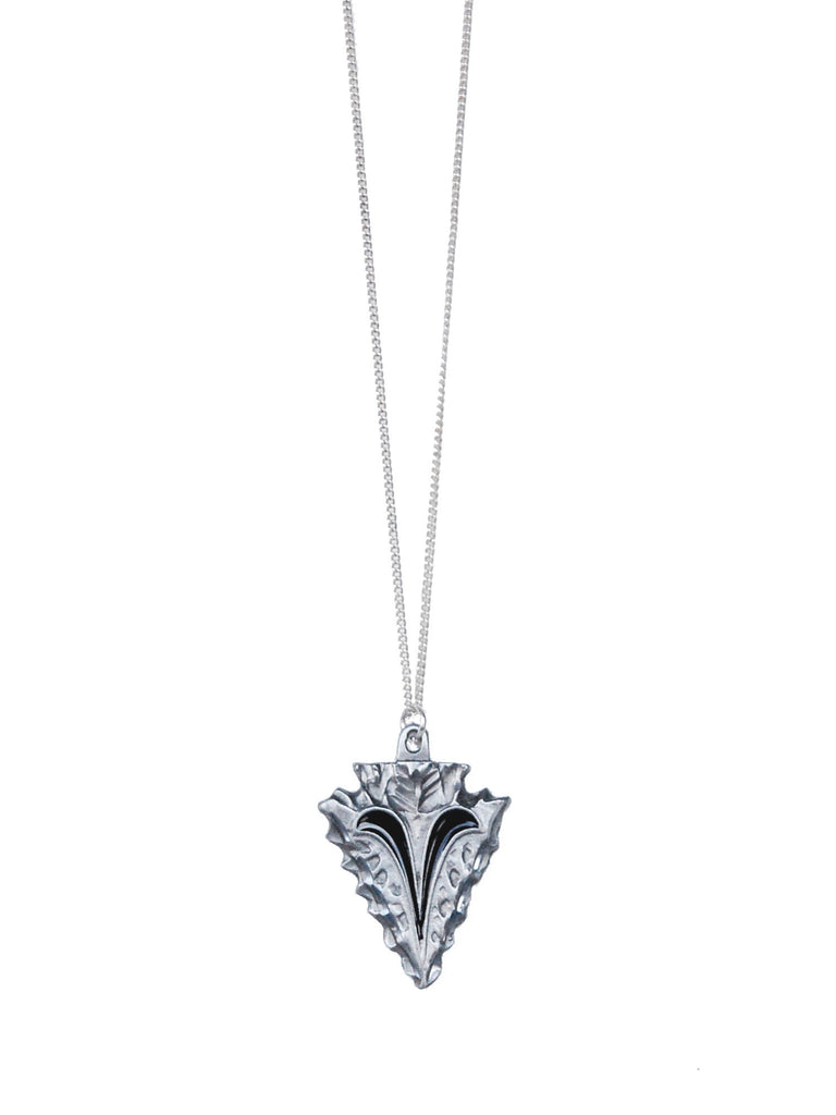 Silver and Black Arrowhead on Silver Chain Necklace