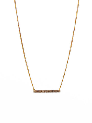 Textured 14k Gold Filled Bar on Gold Chain Necklace