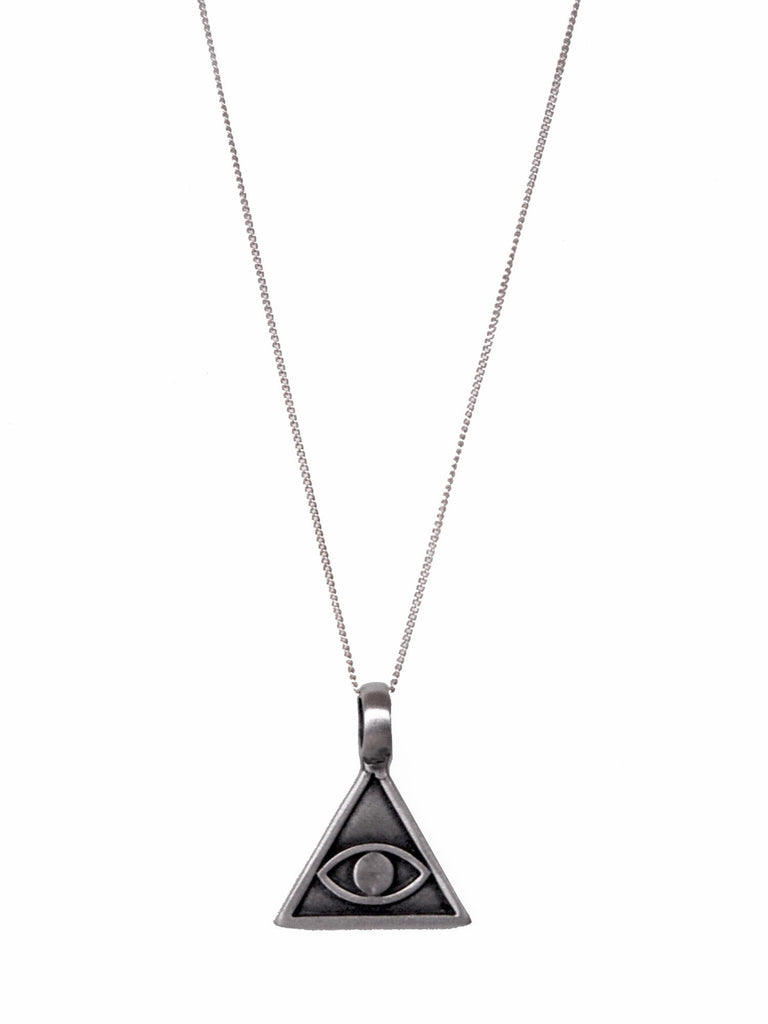 Silver Evil Eye Triangle Necklace