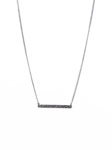 Textured Sterling Silver Bar on Silver Chain Necklace
