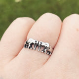 Double Elephant Sterling Silver Ring