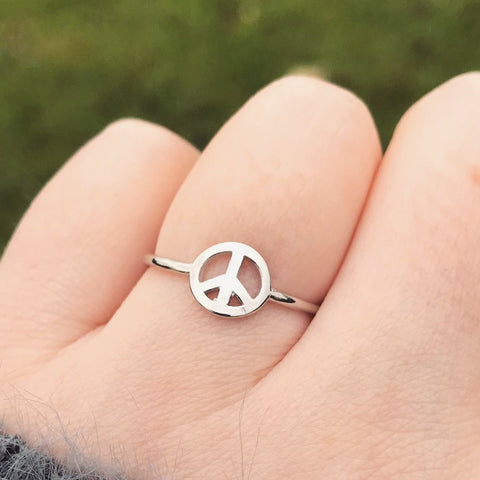 Peace Symbol Sterling Silver Ring
