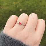 Red Heart Sterling Silver Ring