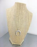 Silver Crescent Moon on Silver Chain Necklace
