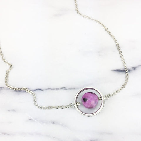 Floating Purple Gemstone Bead Necklace
