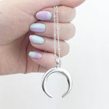 Silver Crescent Moon on Silver Chain Necklace