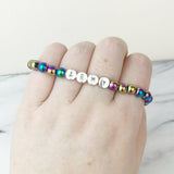 Rainbow Hematite Gemstone and Silver Custom Bead Bracelet