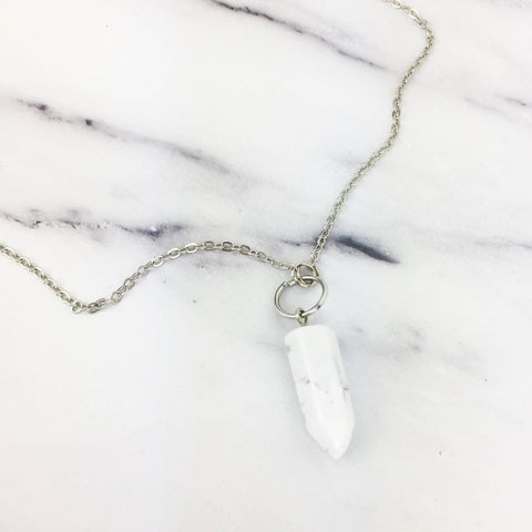 White Gemstone Point Necklace
