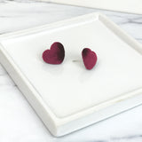 Red Velvet Heart Stud Earrings