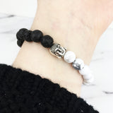 Silver Buddha with Black/White Bead Bracelet