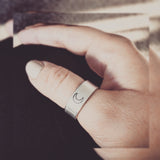 Silver Crescent Moon Ring [Thick / Thin Options]