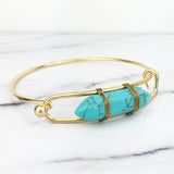 Gold Turquoise Arrowhead Bangle Bracelet