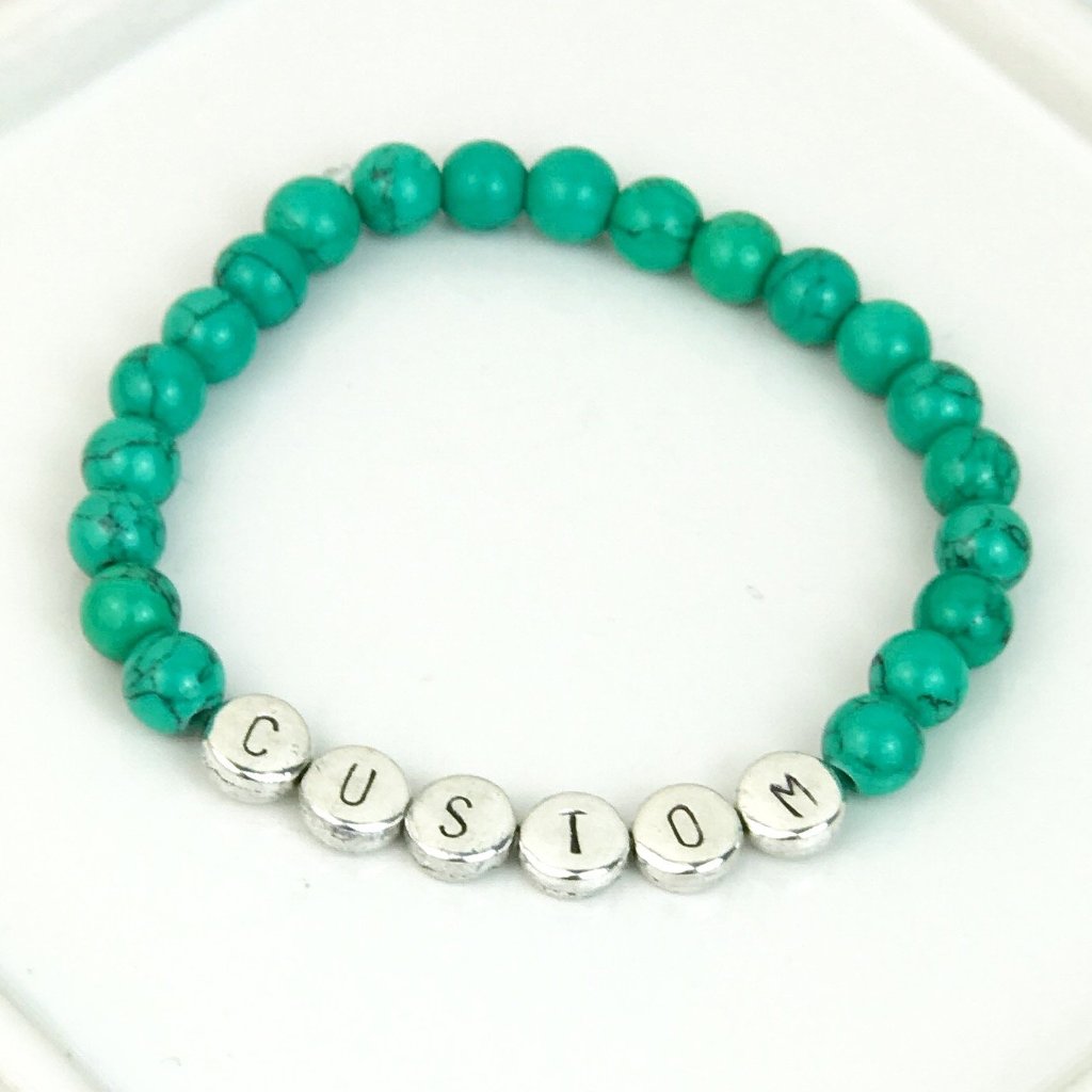 Turquoise and Silver Custom Bead Bracelet