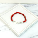 Red Gemstone and Silver Custom Bead Bracelet