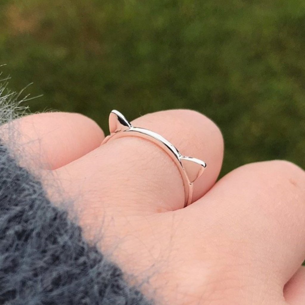 Silver Cat Ears Ring