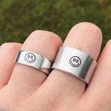 Silver Smiley Face Ring [Thick / Thin Options]