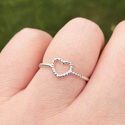 Silver Twisted Heart Ring