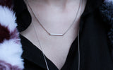 Smooth Sterling Silver Bar on Silver Chain Necklace